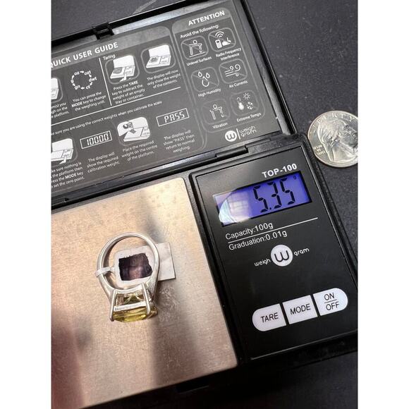 NEW Princess cut lemon quartz sterling silver ring size 7 - Picture 7 of 11